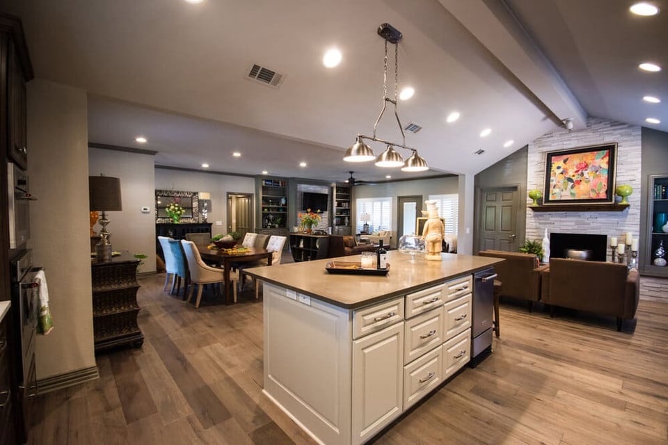 Dining Room with Shiny Countertop and Light Wooded Floors