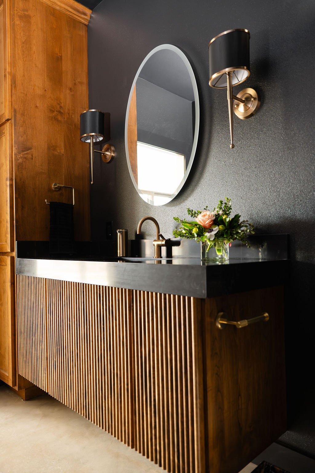 Wichita Falls Bathroom with Black Wall and Floating Vanity