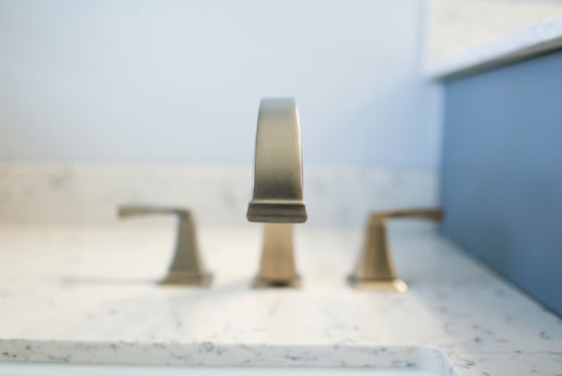 Close-up of Brass Faucet on Sink