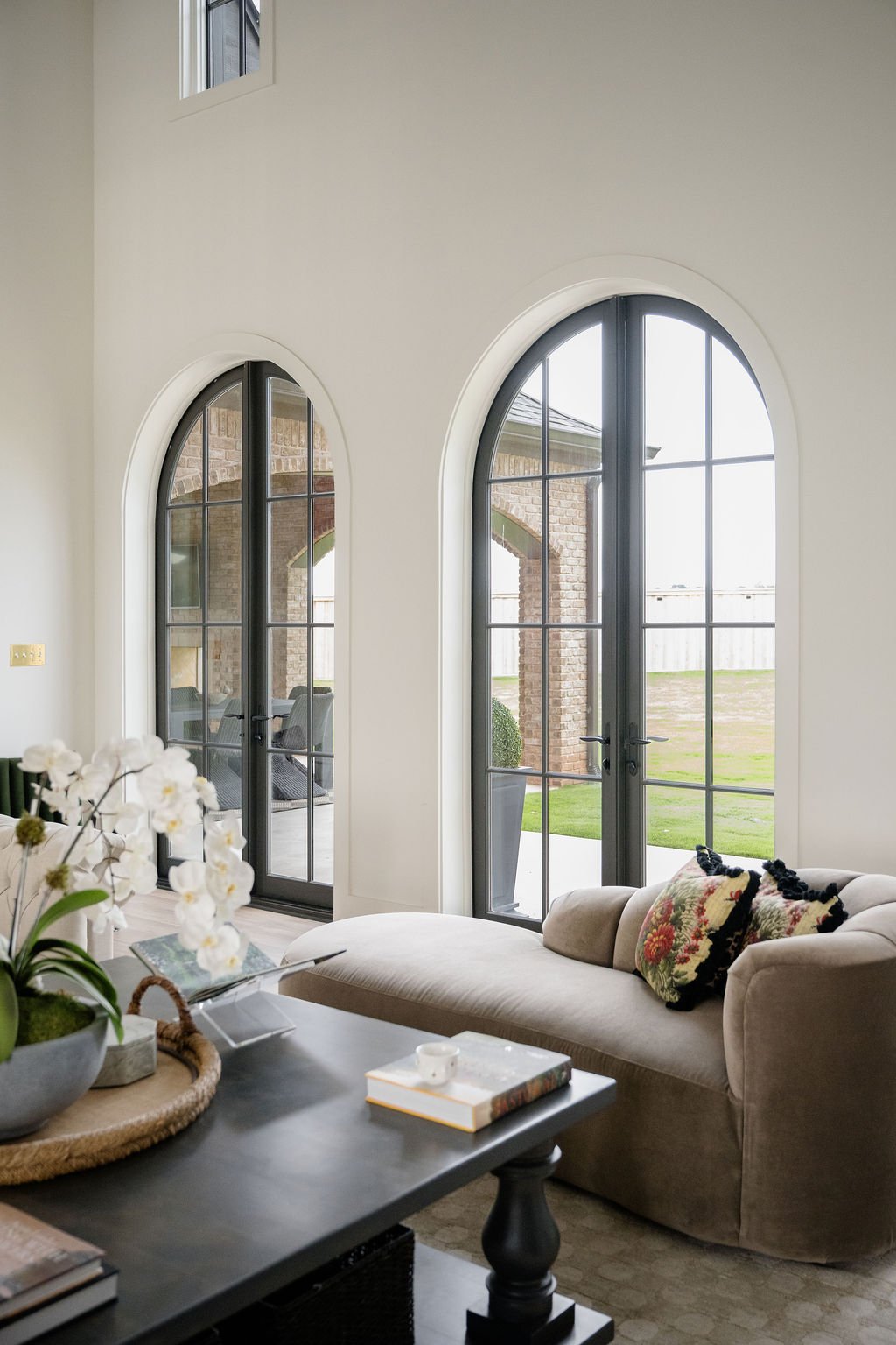 Wichita Falls Rounded Glass Black Metal Paned Doors