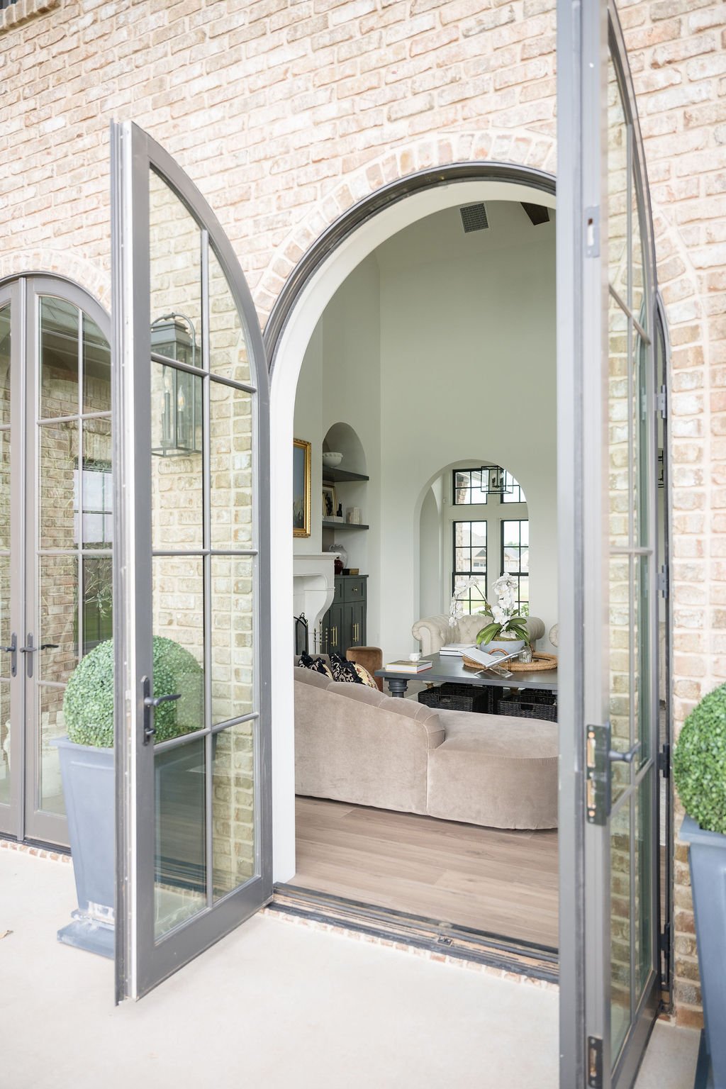 Wichita Falls Rounded Glass Doors from Living Room to Outdoor Spaces